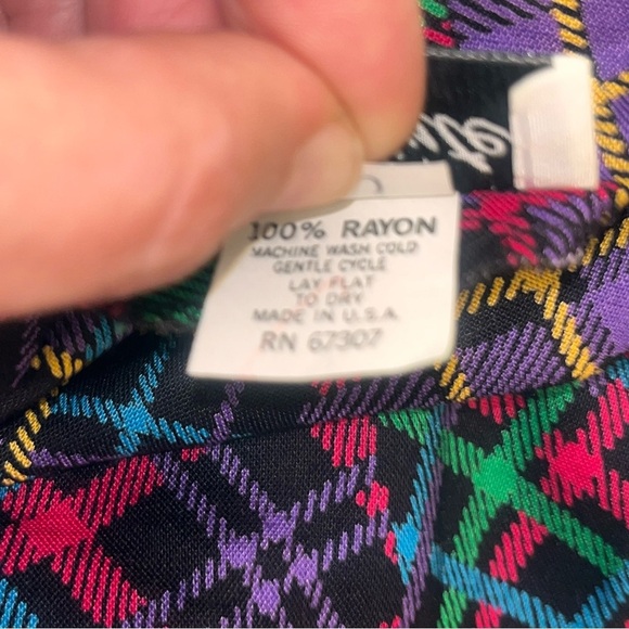 Vintage ‘90s Lee Winter Plaid Patchwork Knee Length Skirt L - Picture 5 of 6